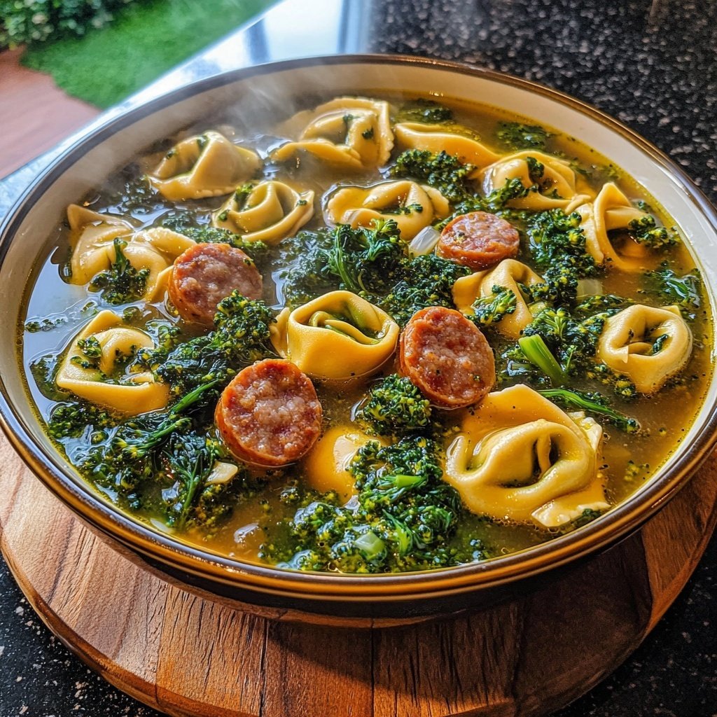 Broccoli Rabe and Sausage Tortellini Soup