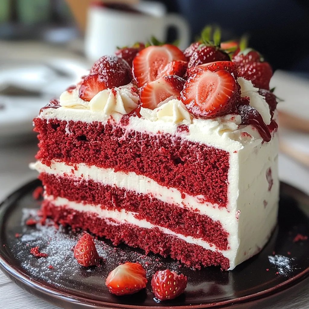 Juicy Red Velvet Strawberry Cake