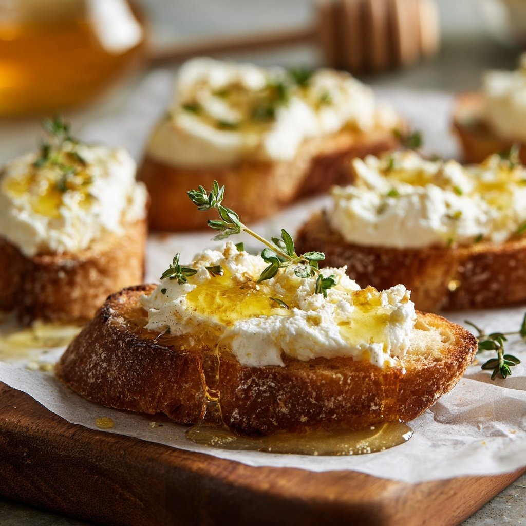 Goat Cheese Honey Crostini