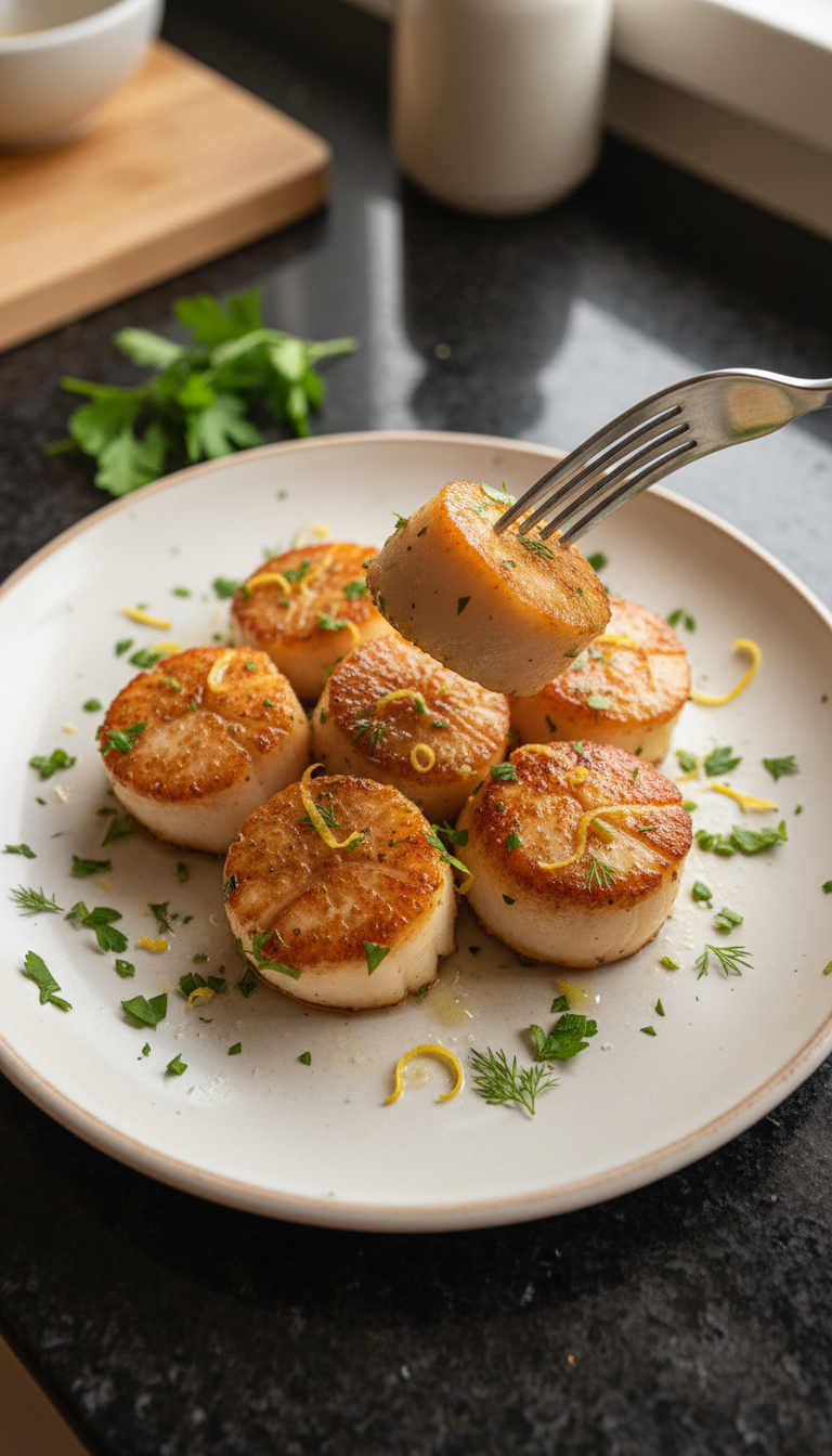 Lemon Herb Pan Seared Scallops