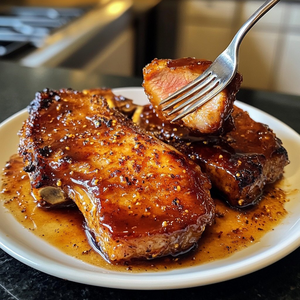 Pork Chop with Balsamic Maple Glaze