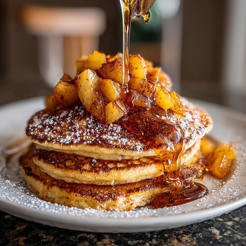Ricotta Pancakes with Caramelized Apples and Cinnamon​