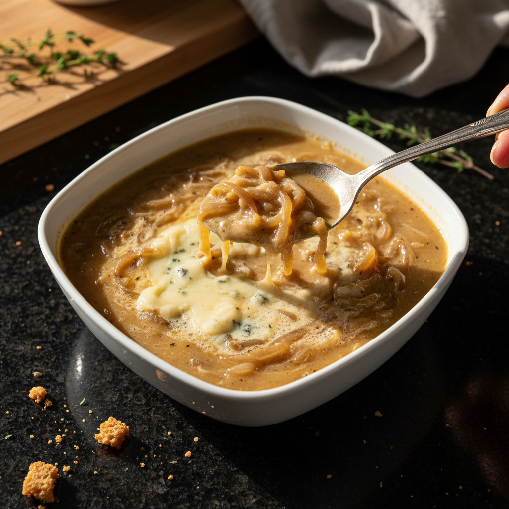 Caramelized Onion and Blue Cheese Soup