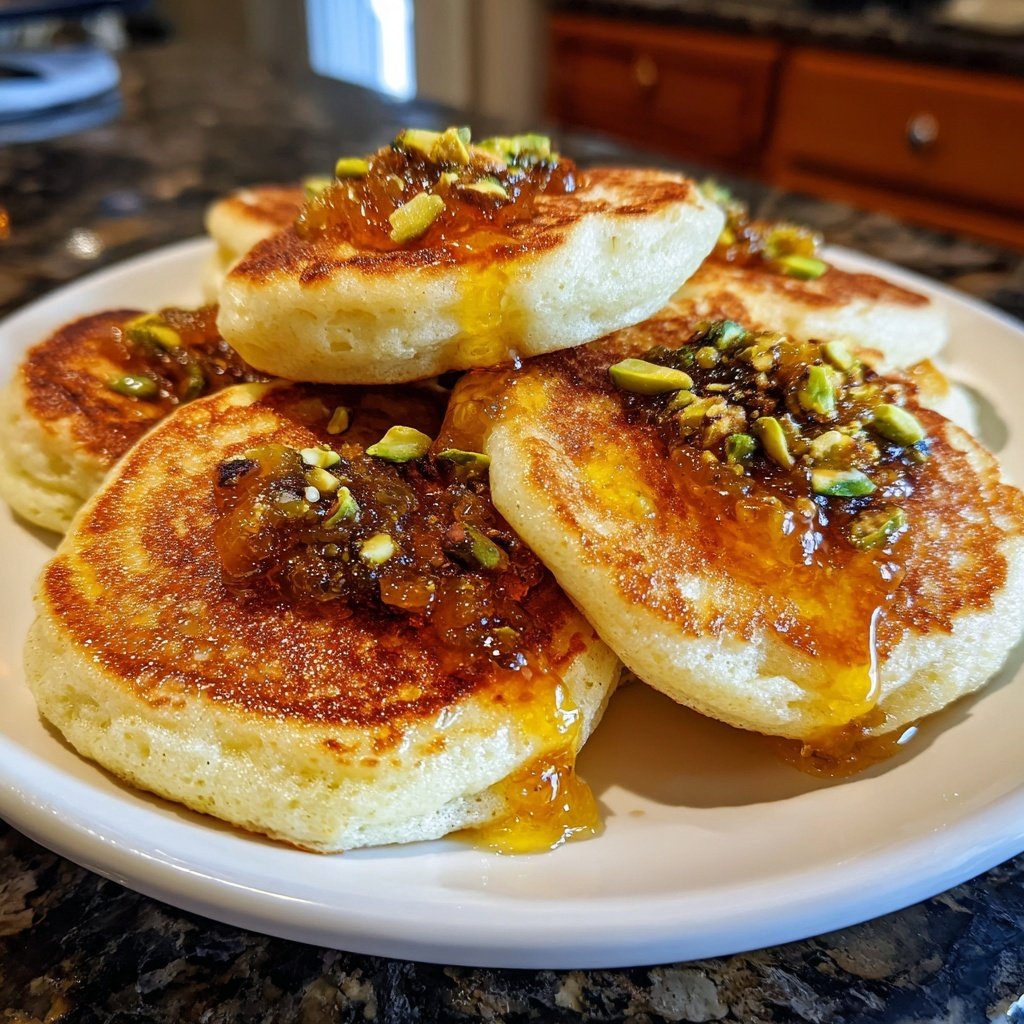 Ricotta Pancakes with Lemon Curd and Pistachios​