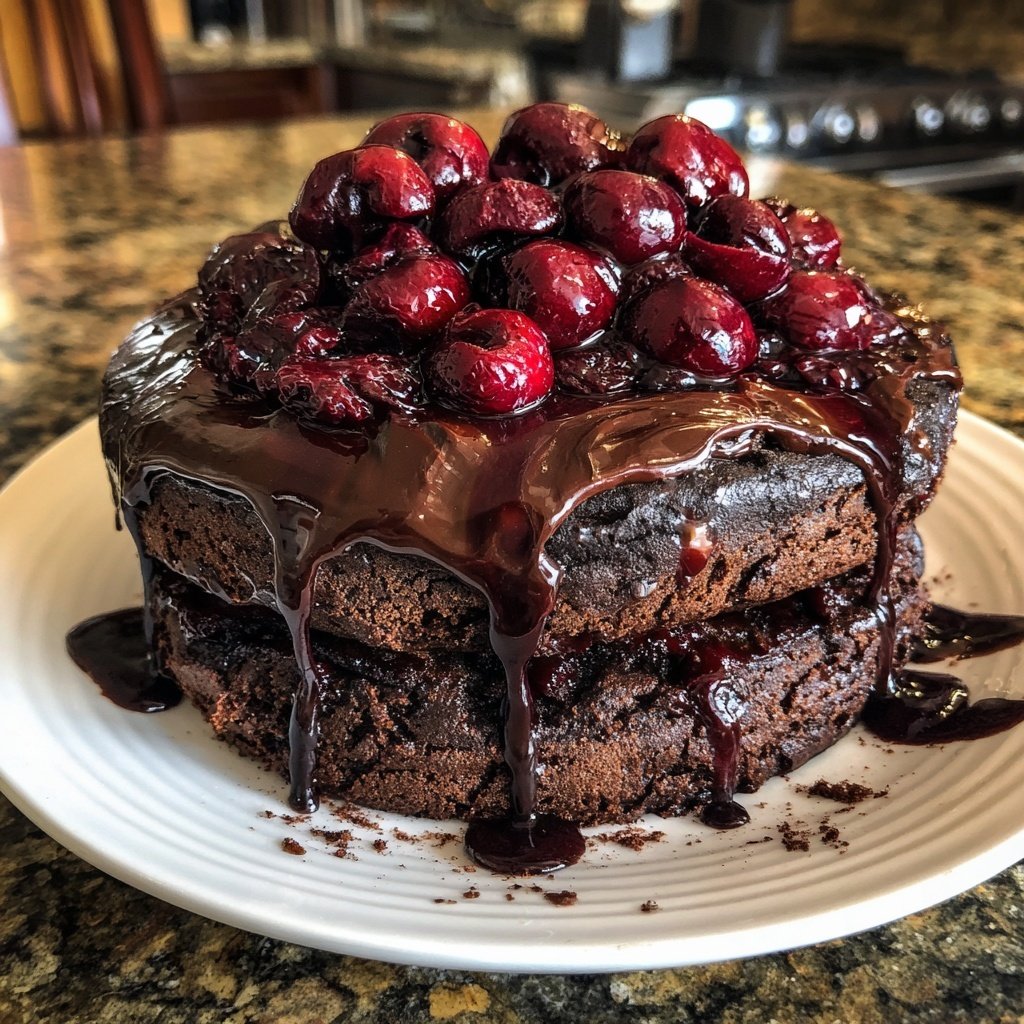 Dark Chocolate Cake Balsamic Cherries