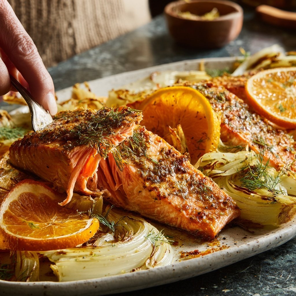 Slow Roasted Salmon Orange Fennel