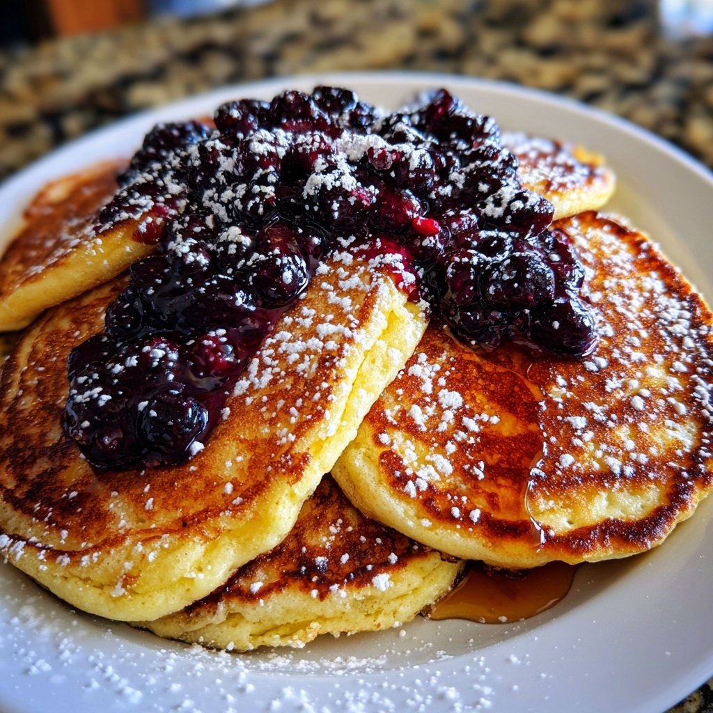 Protein Pancakes with Blueberry Compote