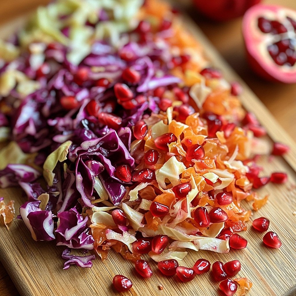 Orange Red Cabbage Salad with Pomegranate Seeds