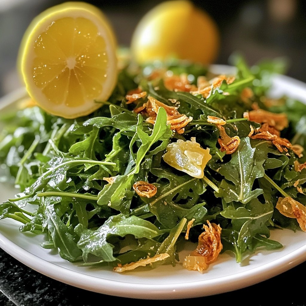 Lemon Arugula Salad with Crispy Shallots