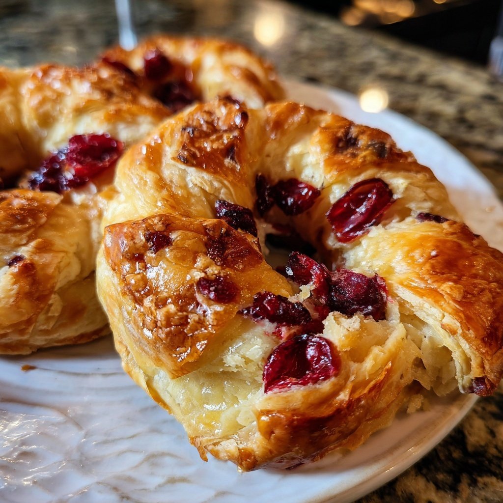 Cranberry Feta Puff Pastry Wreaths
